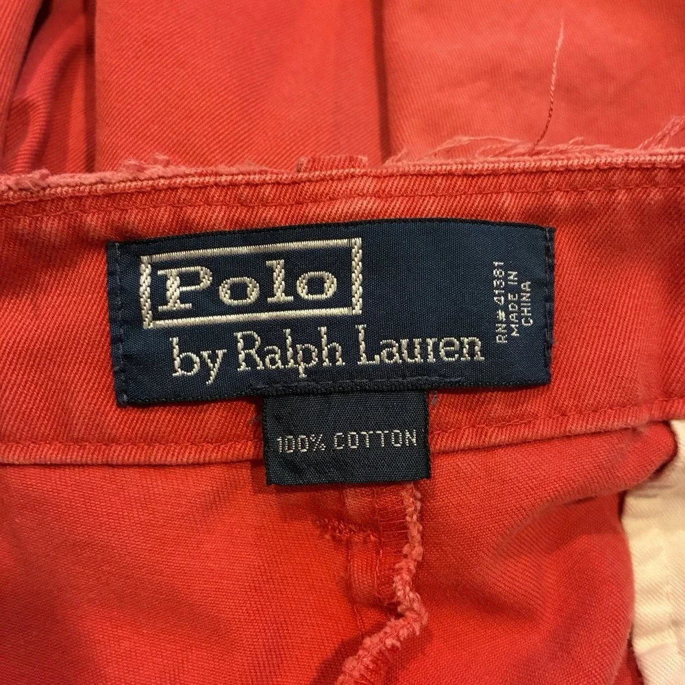 Y2K Polo Ralph Lauren Artistic Graphic Blot Art Design Red Chino Shorts
